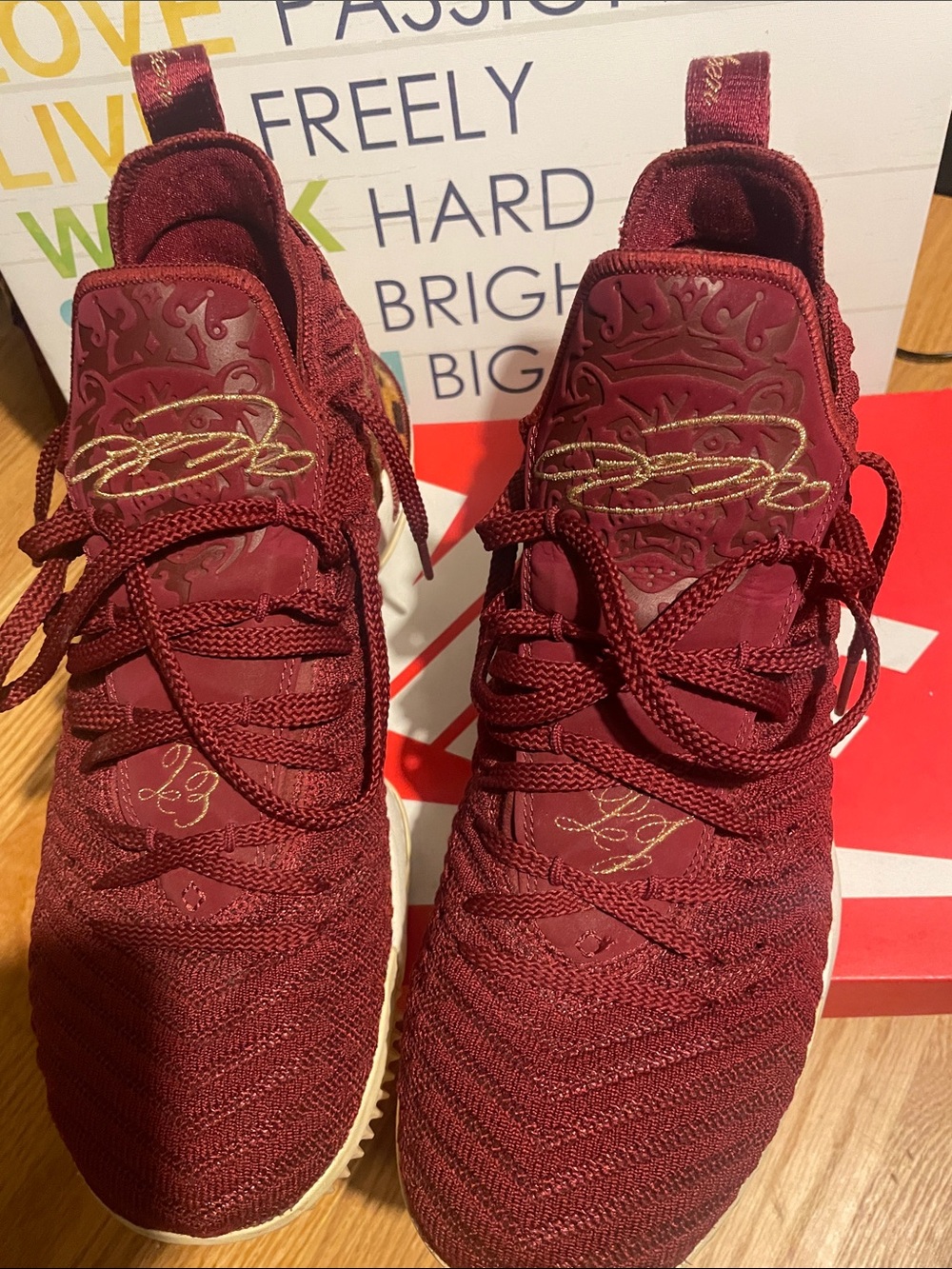 Men's Burgundy Athletic Sneakers - LeBron James with Cheetah print. (Rare)